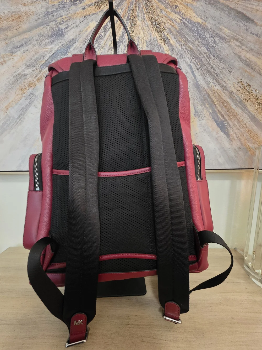 Michael Kors Cooper Pebbled Leather Backpack Unisex Burgundy 100% Leather HTF